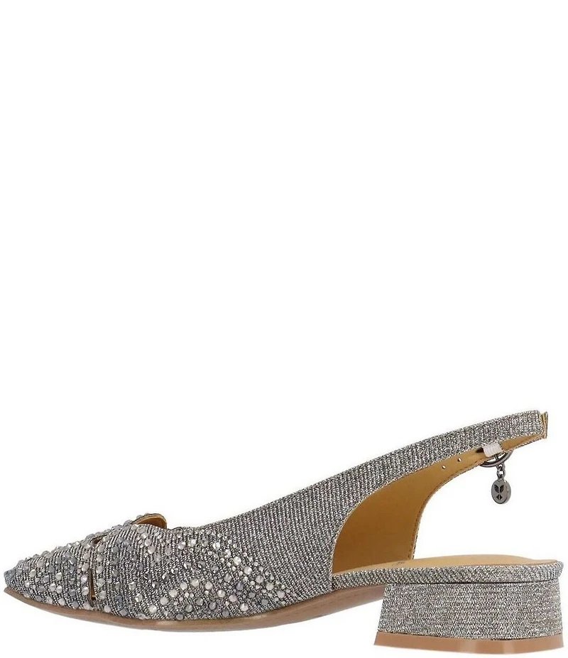 J. Renee Nicolette Shimmer Fabric Rhinestone Slingback Pumps