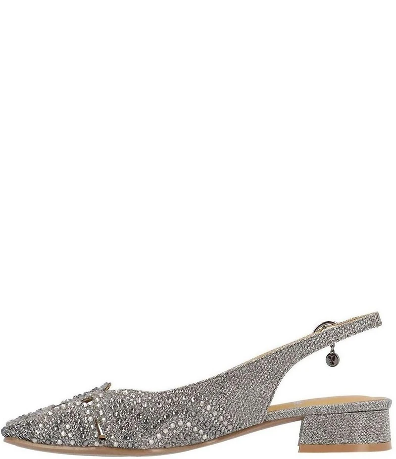 J. Renee Nicolette Shimmer Fabric Rhinestone Slingback Pumps