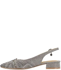 J. Renee Nicolette Shimmer Fabric Rhinestone Slingback Pumps