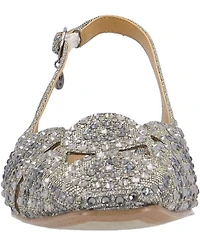 J. Renee Nicolette Shimmer Fabric Rhinestone Slingback Pumps
