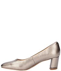 J. Renee Olivienne Metallic Lizard Print Embossed Patent Pumps