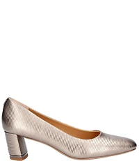 J. Renee Olivienne Metallic Lizard Print Embossed Patent Pumps