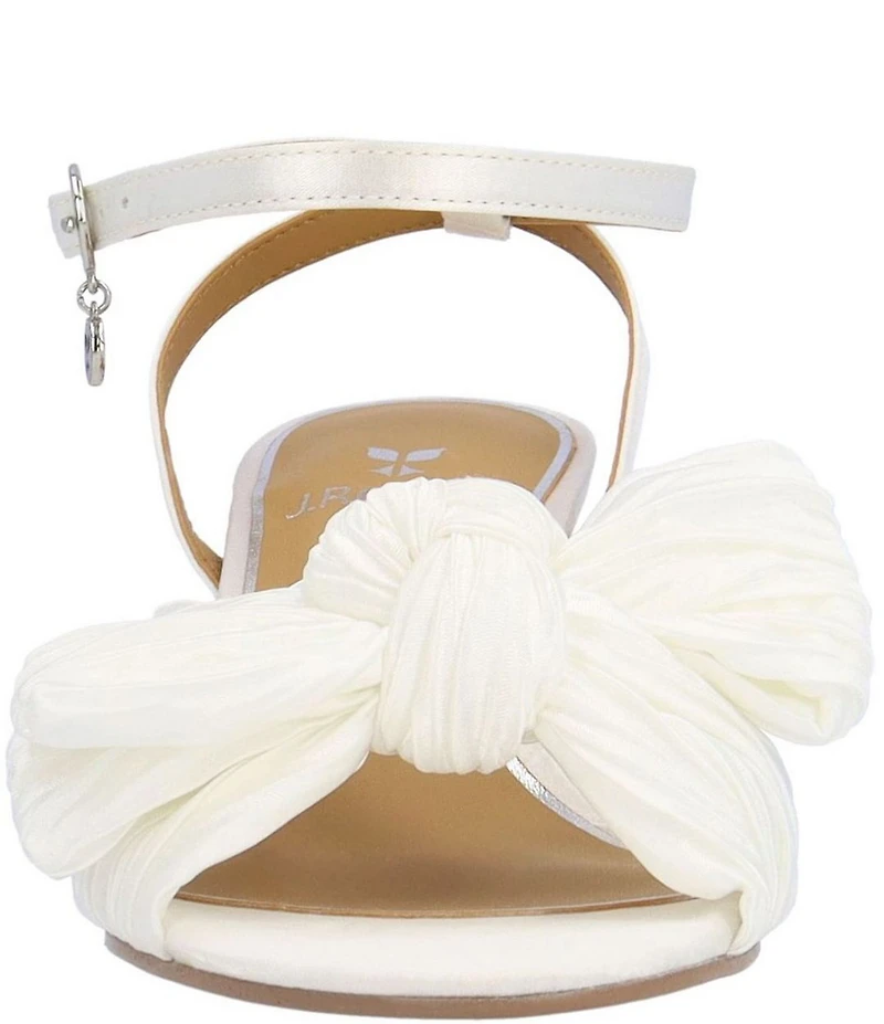 J. Renee Olwen Pleated Satin Bow Knot Ankle Strap Sandals