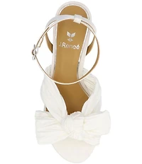 J. Renee Olwen Pleated Satin Bow Knot Ankle Strap Sandals