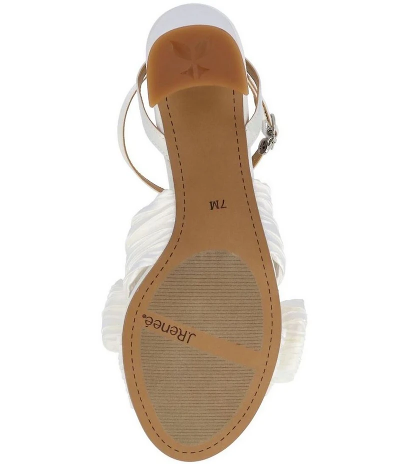 J. Renee Olwen Pleated Satin Bow Knot Ankle Strap Sandals