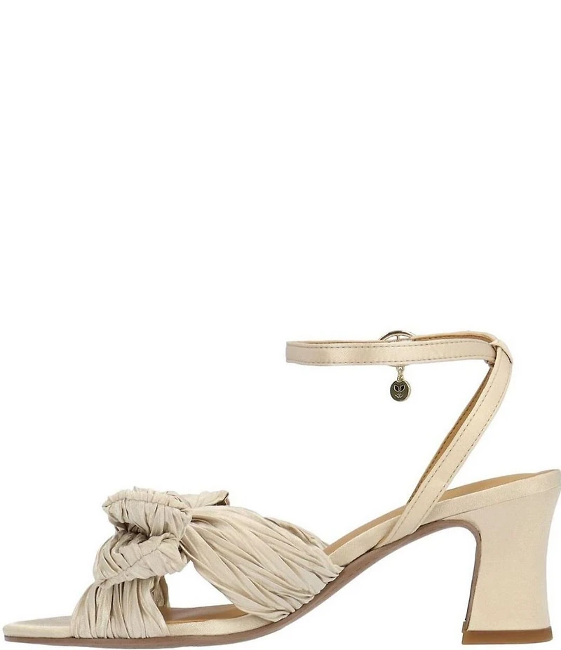 J. Renee Olwen Pleated Satin Bow Knot Ankle Strap Sandals