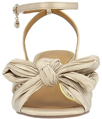 J. Renee Olwen Pleated Satin Bow Knot Ankle Strap Sandals