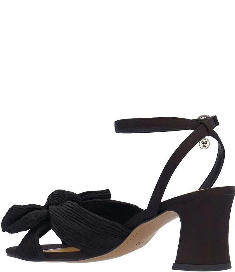 J. Renee Olwen Pleated Satin Bow Knot Ankle Strap Sandals