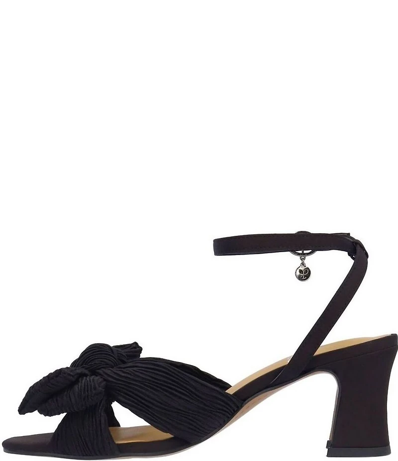 J. Renee Olwen Pleated Satin Bow Knot Ankle Strap Sandals
