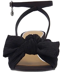 J. Renee Olwen Pleated Satin Bow Knot Ankle Strap Sandals
