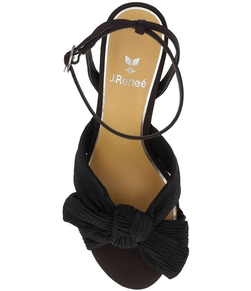 J. Renee Olwen Pleated Satin Bow Knot Ankle Strap Sandals