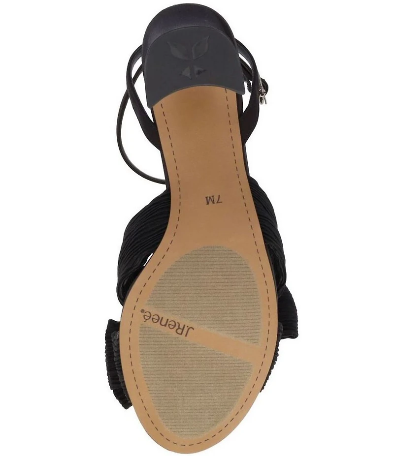 J. Renee Olwen Pleated Satin Bow Knot Ankle Strap Sandals