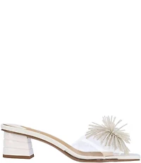 J. Renee Ozara Vinyl Pom Ornamented Dress Slide Sandals