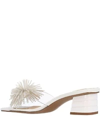 J. Renee Ozara Vinyl Pom Ornamented Dress Slide Sandals