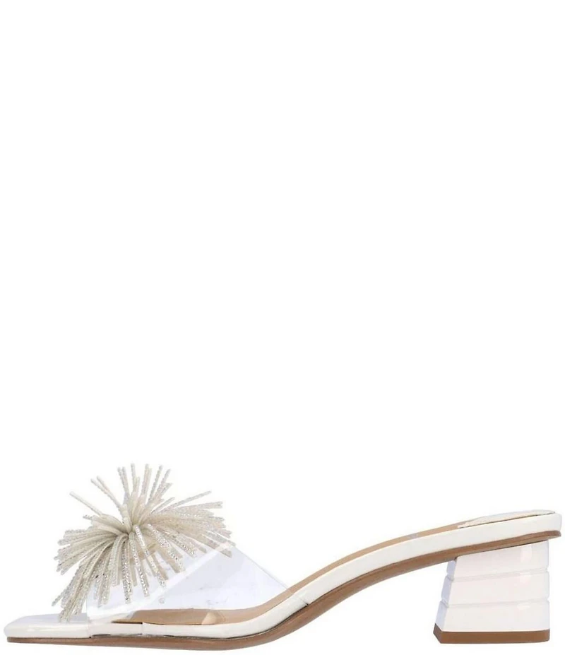 J. Renee Ozara Vinyl Pom Ornamented Dress Slide Sandals