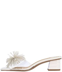 J. Renee Ozara Vinyl Pom Ornamented Dress Slide Sandals