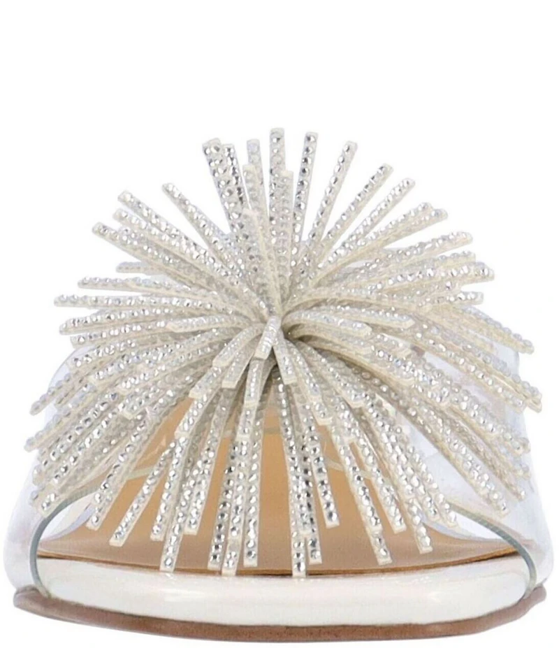J. Renee Ozara Vinyl Pom Ornamented Dress Slide Sandals