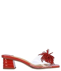 J. Renee Ozara Vinyl Pom Ornamented Dress Slide Sandals