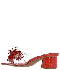 J. Renee Ozara Vinyl Pom Ornamented Dress Slide Sandals