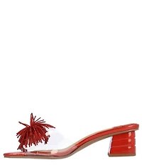 J. Renee Ozara Vinyl Pom Ornamented Dress Slide Sandals