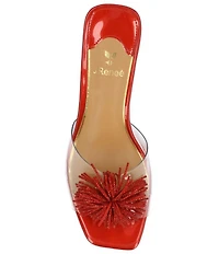 J. Renee Ozara Vinyl Pom Ornamented Dress Slide Sandals
