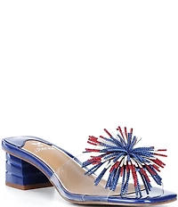 J. Renee Ozara Vinyl Pom Ornamented Dress Slide Sandals