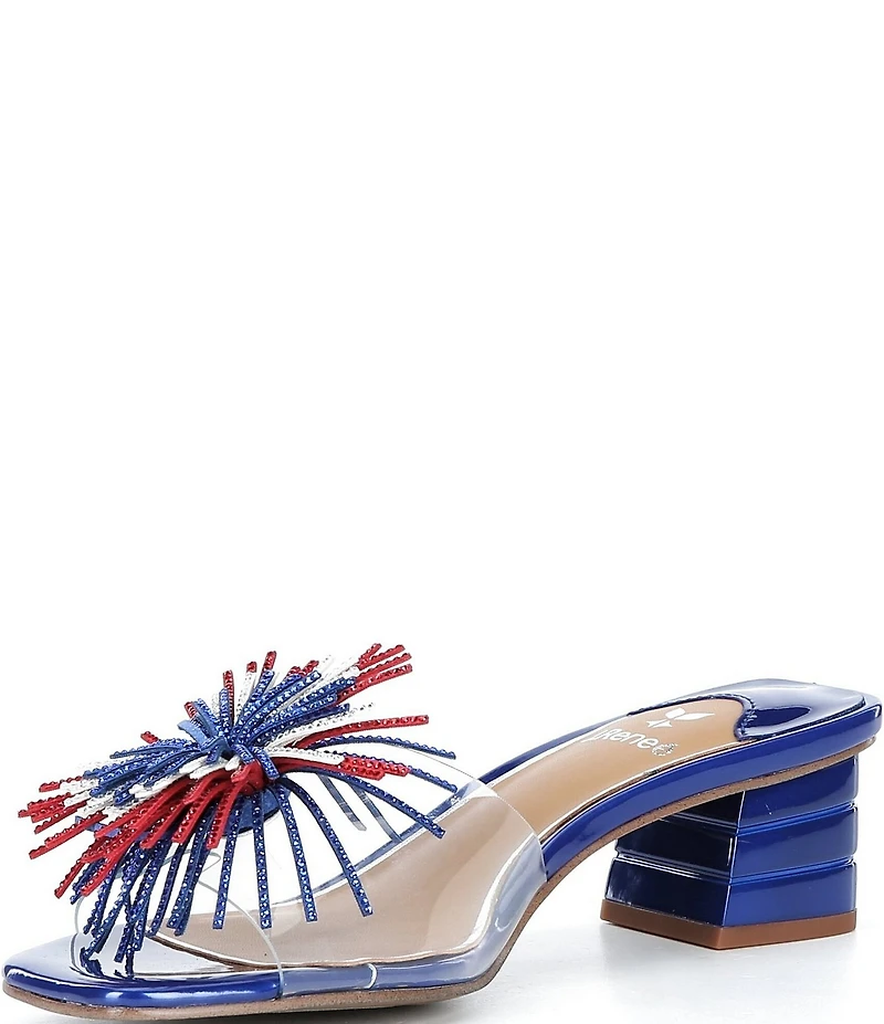 J. Renee Ozara Vinyl Pom Ornamented Dress Slide Sandals