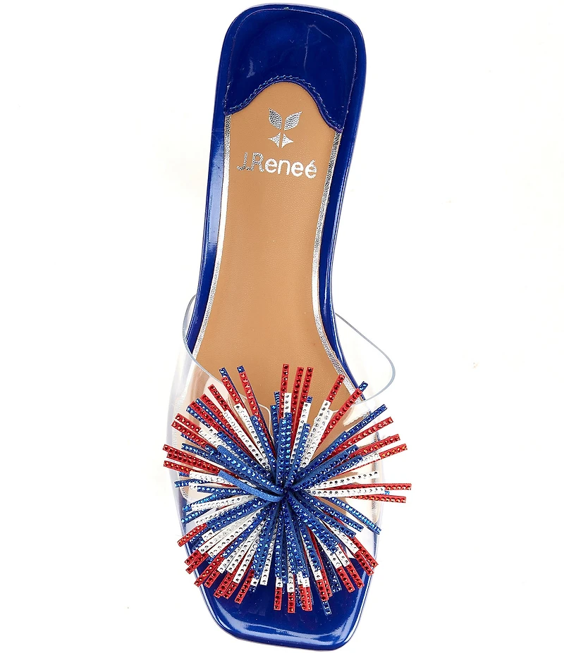 J. Renee Ozara Vinyl Pom Ornamented Dress Slide Sandals