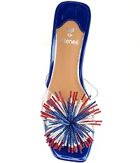 J. Renee Ozara Vinyl Pom Ornamented Dress Slide Sandals