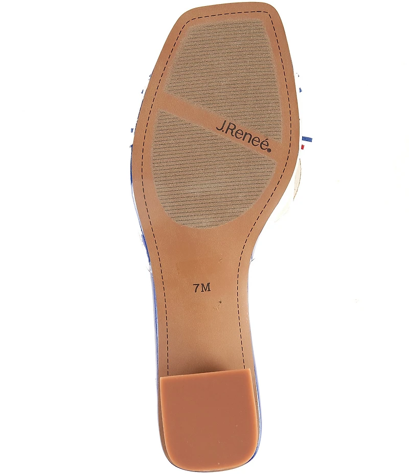 J. Renee Ozara Vinyl Pom Ornamented Dress Slide Sandals