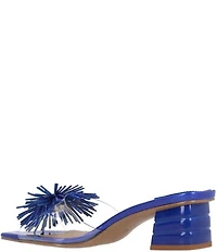 J. Renee Ozara Vinyl Pom Ornamented Dress Slide Sandals