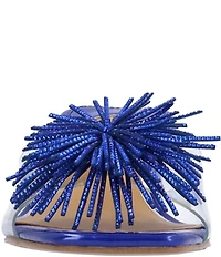 J. Renee Ozara Vinyl Pom Ornamented Dress Slide Sandals