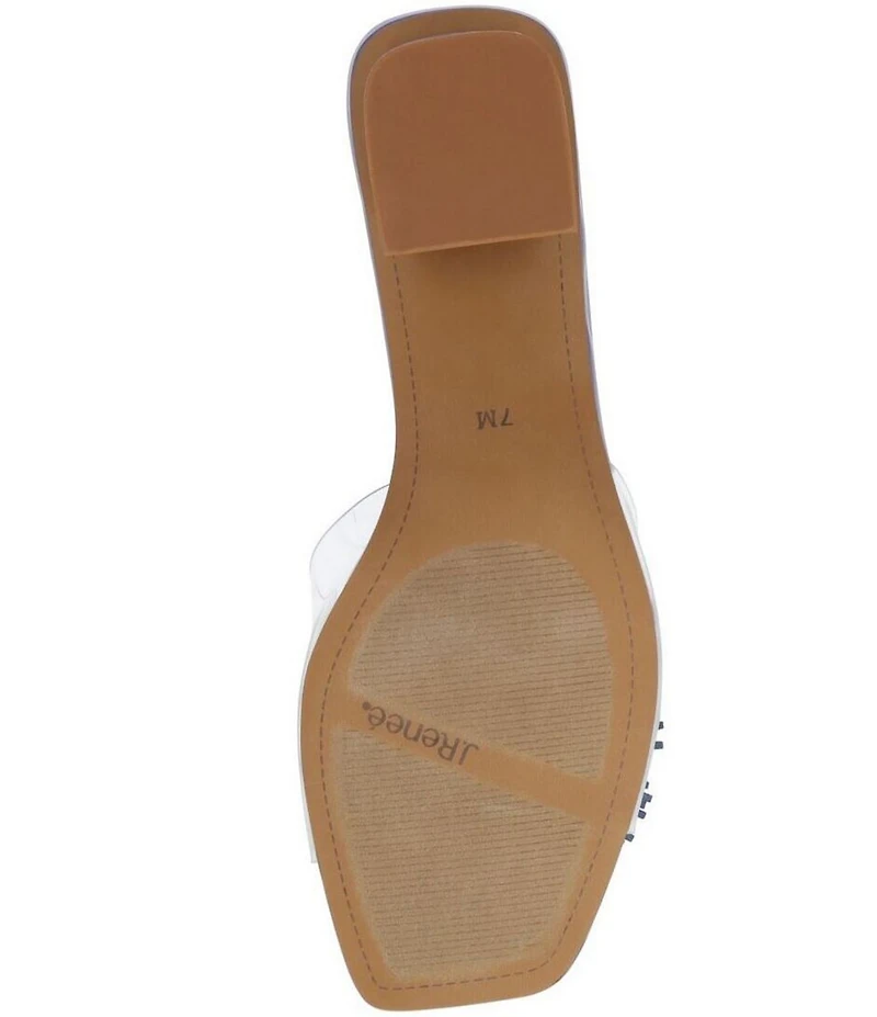 J. Renee Ozara Vinyl Pom Ornamented Dress Slide Sandals