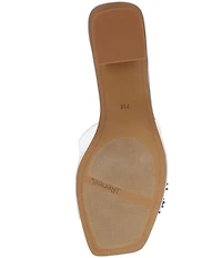 J. Renee Ozara Vinyl Pom Ornamented Dress Slide Sandals