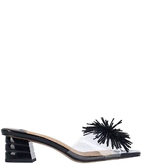 J. Renee Ozara Vinyl Pom Ornamented Dress Slide Sandals