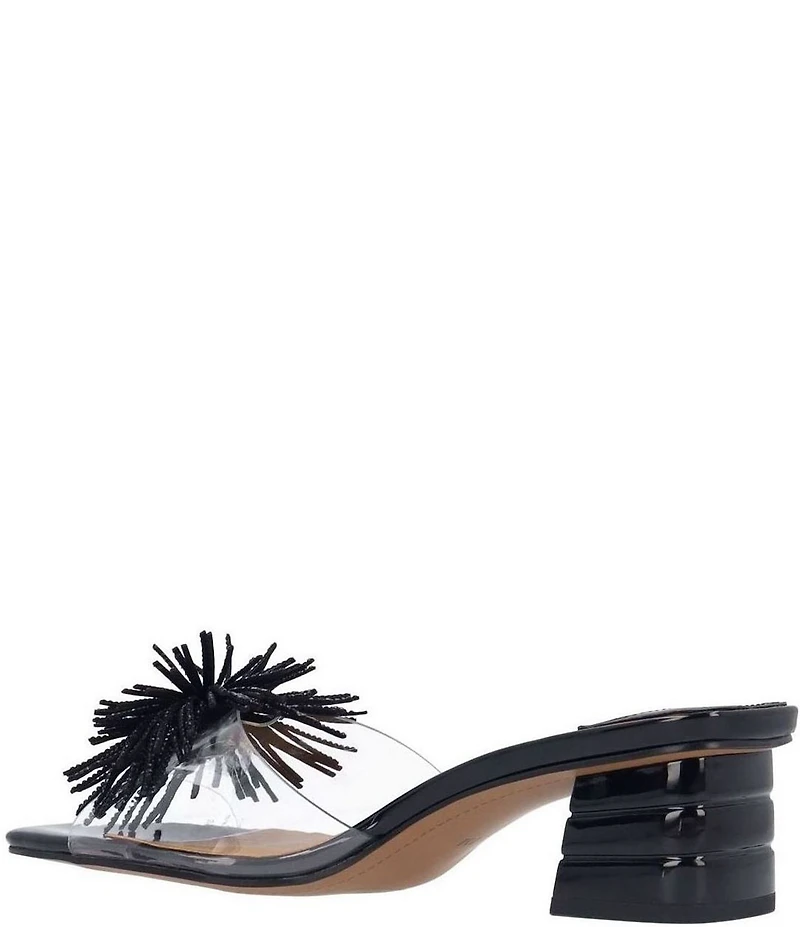 J. Renee Ozara Vinyl Pom Ornamented Dress Slide Sandals