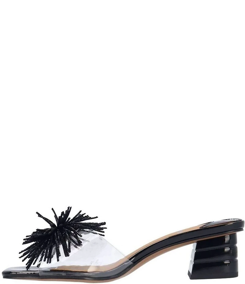 J. Renee Ozara Vinyl Pom Ornamented Dress Slide Sandals