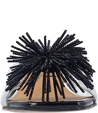 J. Renee Ozara Vinyl Pom Ornamented Dress Slide Sandals