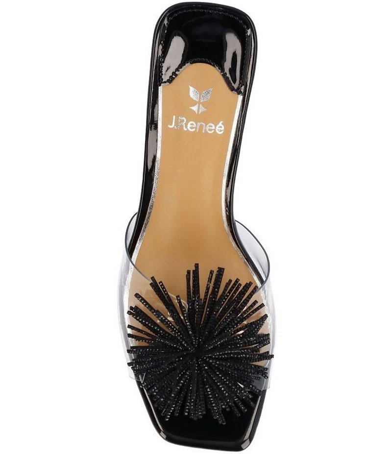 J. Renee Ozara Vinyl Pom Ornamented Dress Slide Sandals