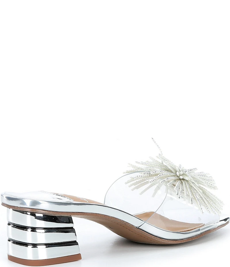 J. Renee Ozara Vinyl Pom Ornamented Dress Slide Sandals