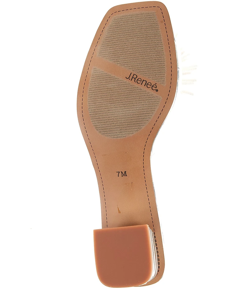 J. Renee Ozara Vinyl Pom Ornamented Dress Slide Sandals