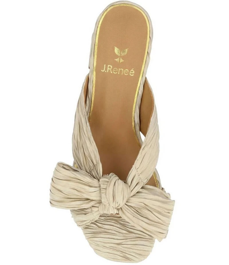 J. Renee Paladino Pleated Satin Bow Knot Slide Sandals