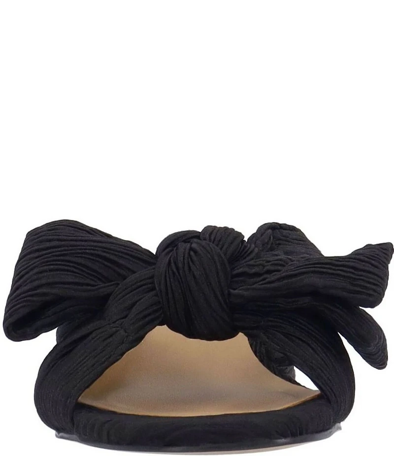 J. Renee Paladino Pleated Satin Bow Knot Slide Sandals