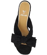 J. Renee Paladino Pleated Satin Bow Knot Slide Sandals