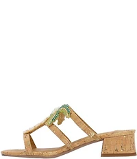 J. Renee Palmeto Cork Beaded Palm Tree Slide Sandals