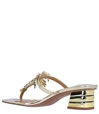 J. Renee Palmy Metallic Jewel Palm Tree Ornament Thong Sandals