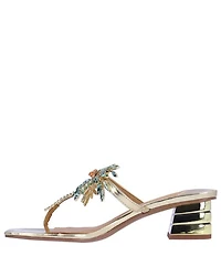 J. Renee Palmy Metallic Jewel Palm Tree Ornament Thong Sandals