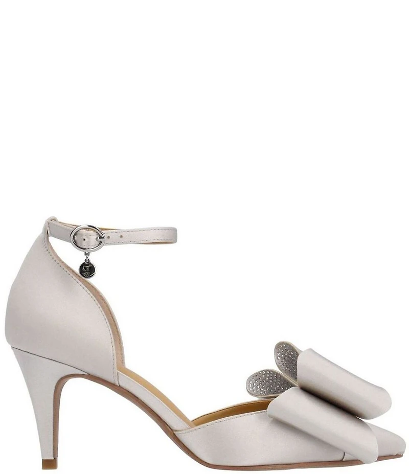 J. Renee Pammie Satin Ankle Strap Bow Pumps