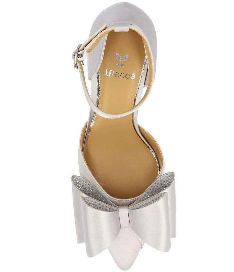 J. Renee Pammie Satin Ankle Strap Bow Pumps