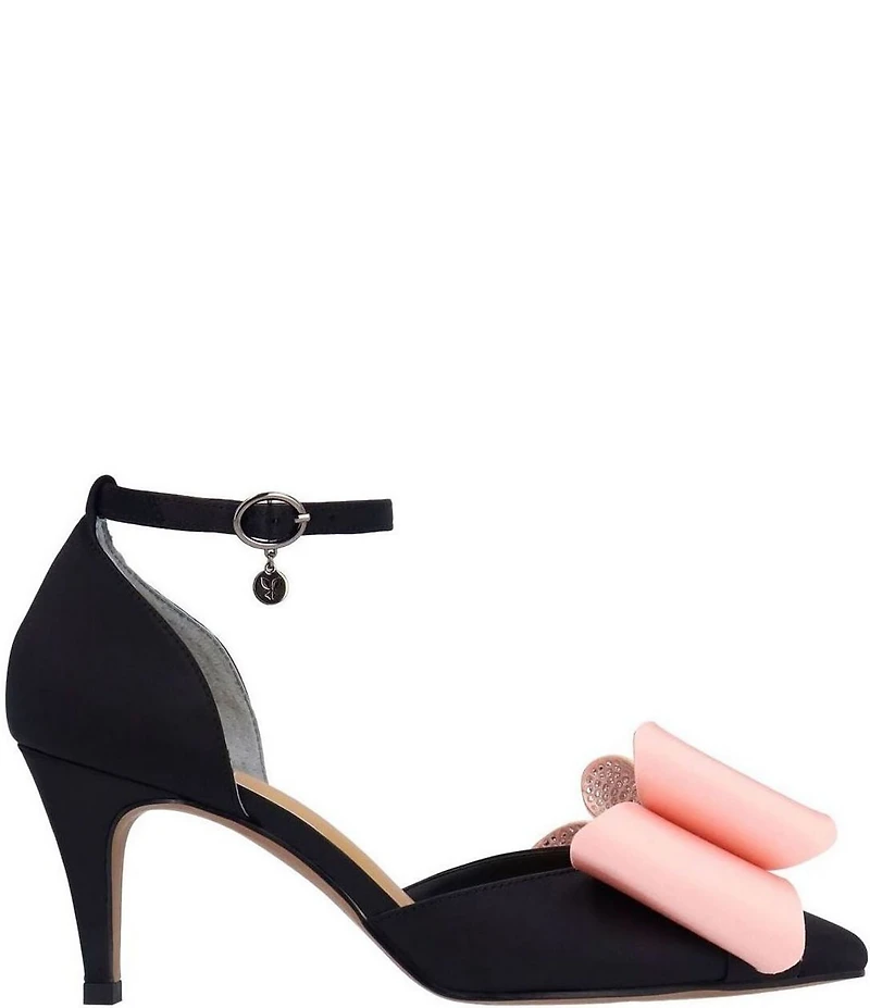 J. Renee Pammie Satin Ankle Strap Bow Pumps